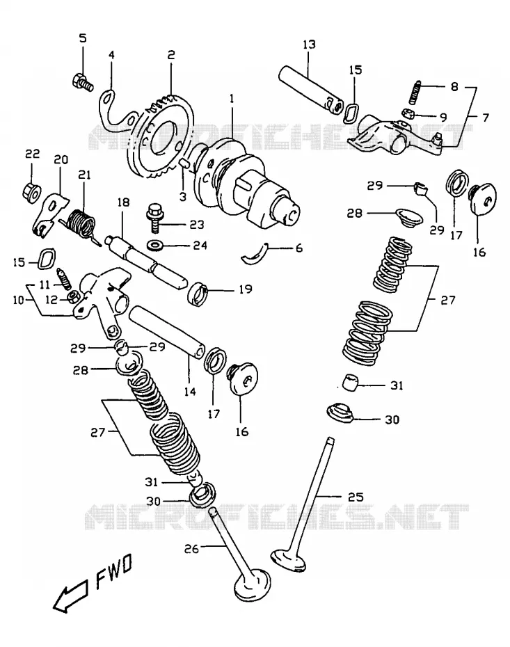 CAM SHAFT - VALVE Suzuki MOTO 350 DR 1998  DR350W(V/W/X)