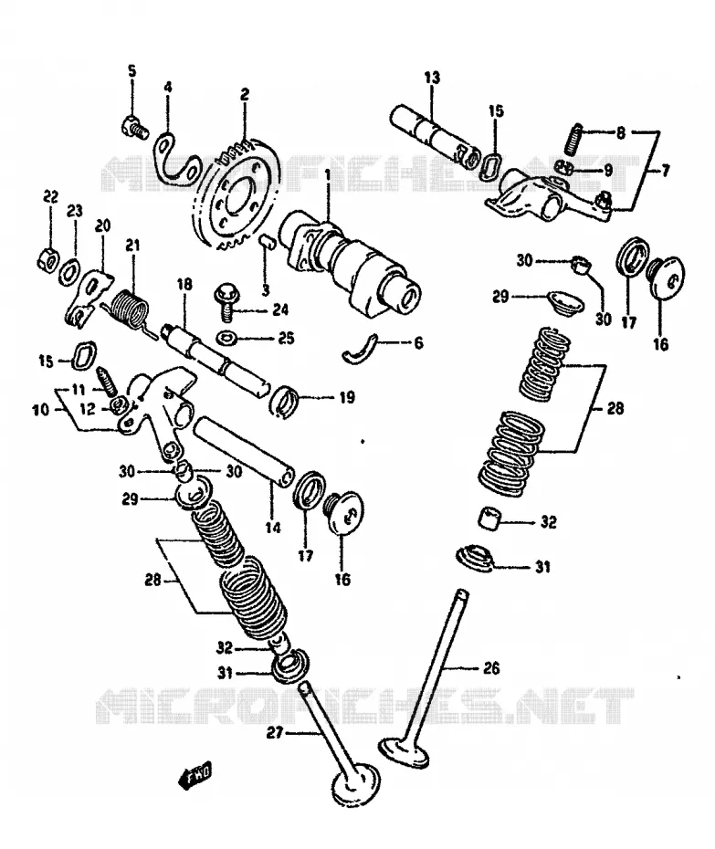 CAM SHAFT-VALVE (MODEL L/M/N/P) Suzuki MOTO 350 DR 1993  DR350SUP(L/M/N/P/R)