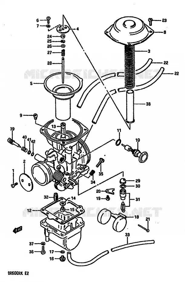 CARBURETOR (MODEL H/J/K E18) Suzuki MOTO 600 DR 1987  DR600RUH(E2)
