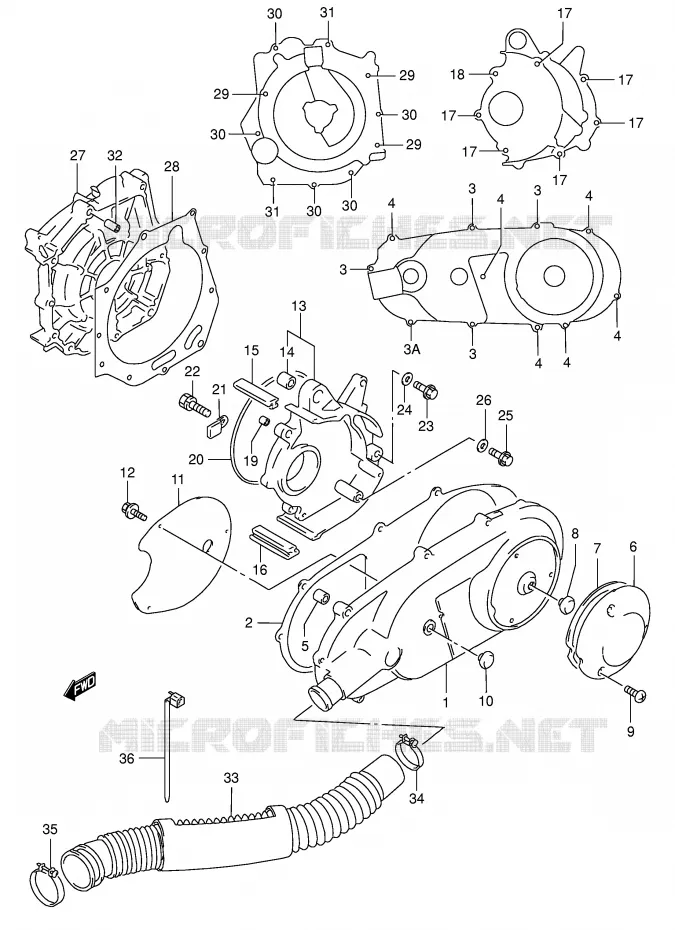 CRANKCASE COVER (MODEL S) Suzuki SCOOTER 125 BURGMAN 2000  AN125UY(E2)