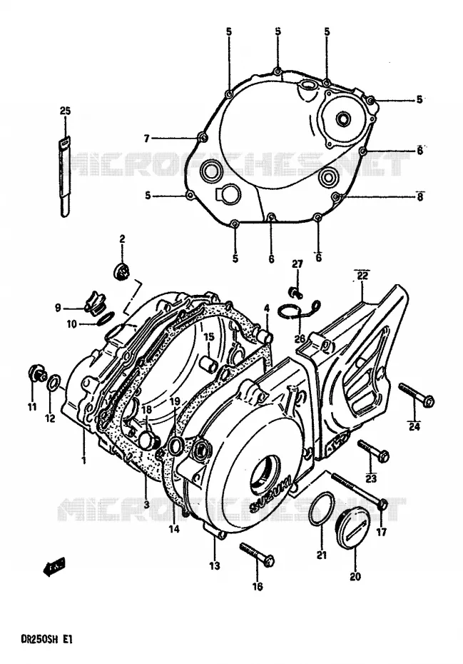 CRANKCASE COVER Suzuki MOTO 250 DR 1987  DR250SH(E/F/G/H)