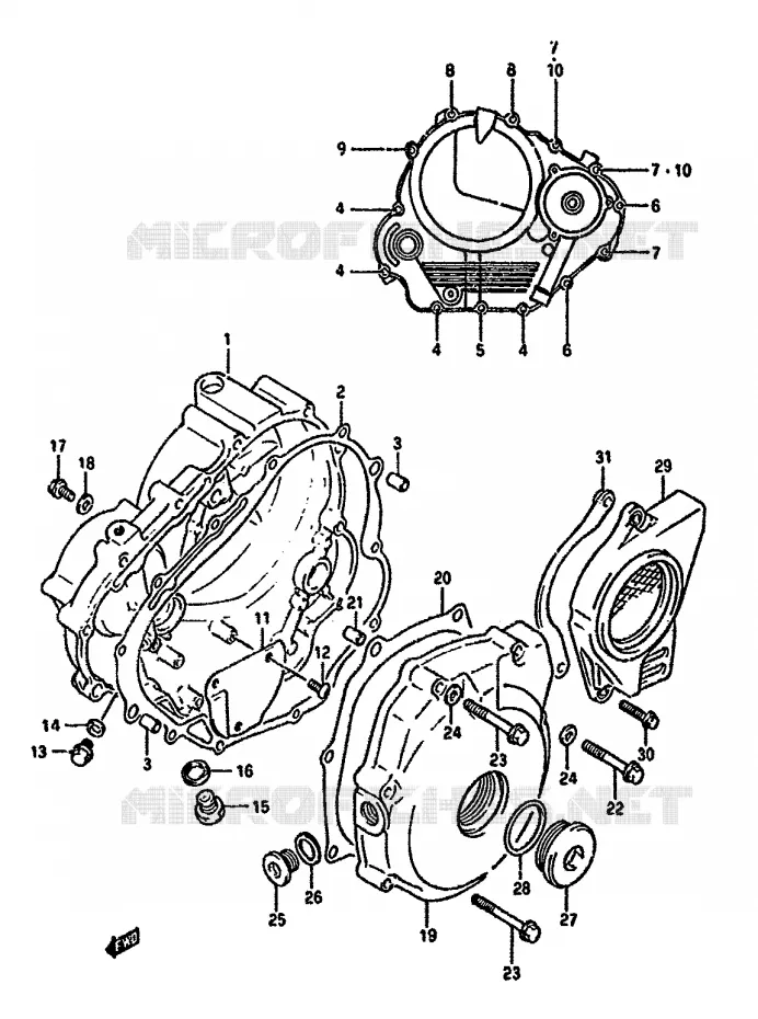 CRANKCASE COVER Suzuki MOTO 350 DR 1994  DR350SHR(L/M/N/P/R)