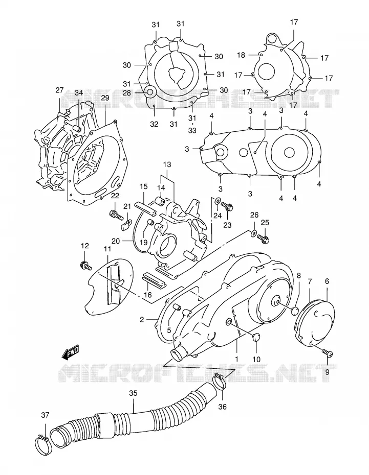 CRANKCASE COVER Suzuki SCOOTER 150 BURGMAN 1996  AN150T(E34)
