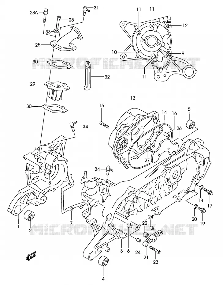 CRANKCASE (MODEL AY50 K3/K4) Suzuki SCOOTER 50 KATANA 2003  AY50K3(P19)