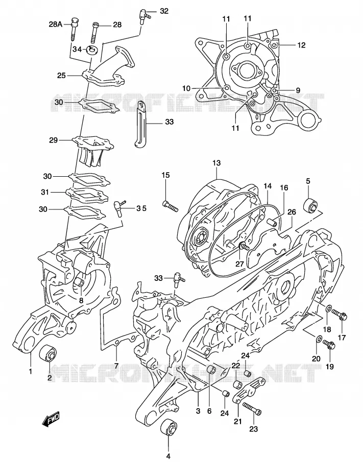 CRANKCASE (MODEL AY50W K3/K4) Suzuki SCOOTER 50 KATANA 2004  AY50K4(P19)