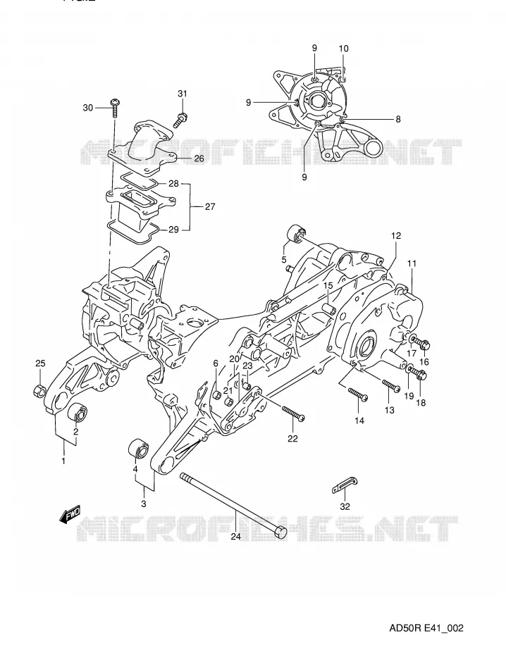 CRANKCASE (MODEL L E41) Suzuki SCOOTER 50 AD 1991  AD50WM(E41)