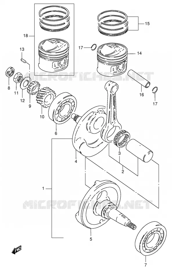 CRANKSHAFT Suzuki MOTO 125 DF 1999  DF125EX(E4)