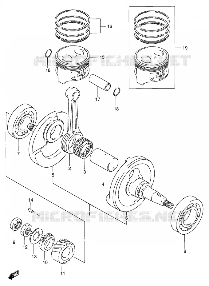 CRANKSHAFT Suzuki MOTO 200 DF 1996  DF200ET(E24)