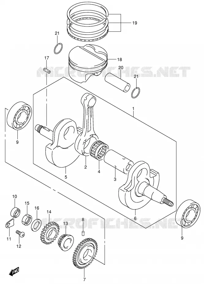 CRANKSHAFT Suzuki MOTO 400 DR-Z 2003  DR-Z400SK3(E2)