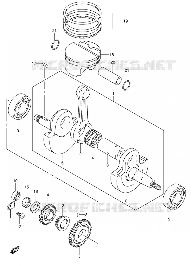 CRANKSHAFT Suzuki MOTO 400 DR-Z 2007  DR-Z400SK7(E2)