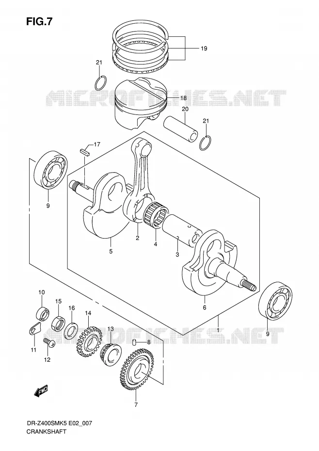 CRANKSHAFT Suzuki MOTO 400 DR-Z 2007  DR-Z400SMK7(E2)