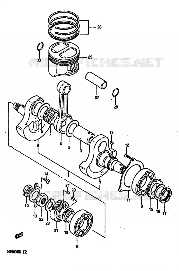 CRANKSHAFT Suzuki MOTO 600 DR 1986  DR600RG(E2)