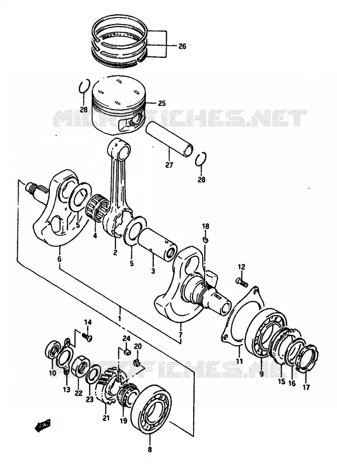 CRANKSHAFT Suzuki MOTO 650 DR 1991  DR650RSUM(L/M)
