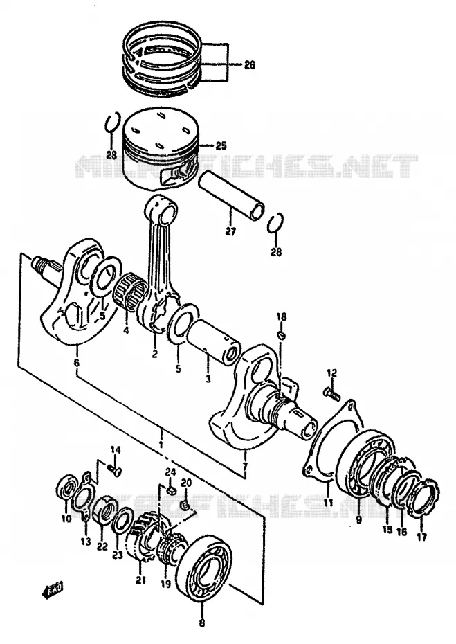 CRANKSHAFT Suzuki MOTO 650 DR 1993  DR650RP(N/P/R)