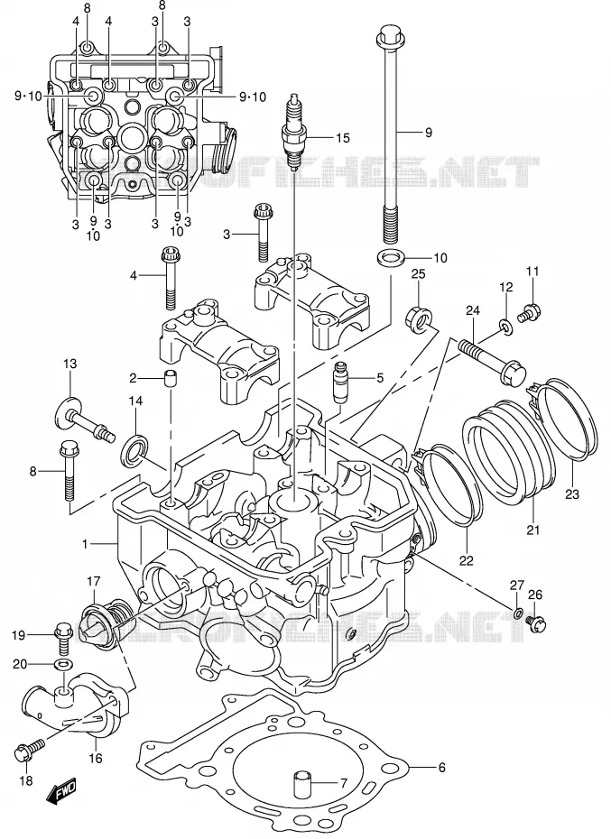CYLINDER HEAD Suzuki MOTO 400 DR-Z 2002  DR-Z400SK2(E3/E28)