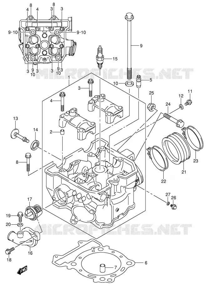 CYLINDER HEAD Suzuki MOTO 400 DR-Z 2004  DR-Z400SK4(E2)
