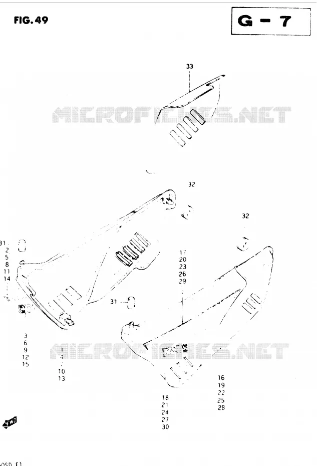 FAIRING (MODEL D:E2, E4, E18, E21, E25, E39) Suzuki MOTO 250 DR 1982  DR250SZ/D(E1)
