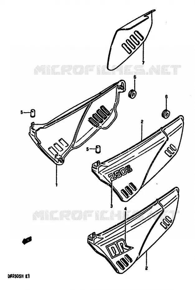 FAIRING (MODEL F/G/H) Suzuki MOTO 250 DR 1987  DR250SH(E/F/G/H)