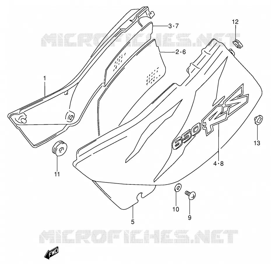 FAIRING (MODEL T) Suzuki MOTO 650 DR 1992  DR650RSEUN(E4)
