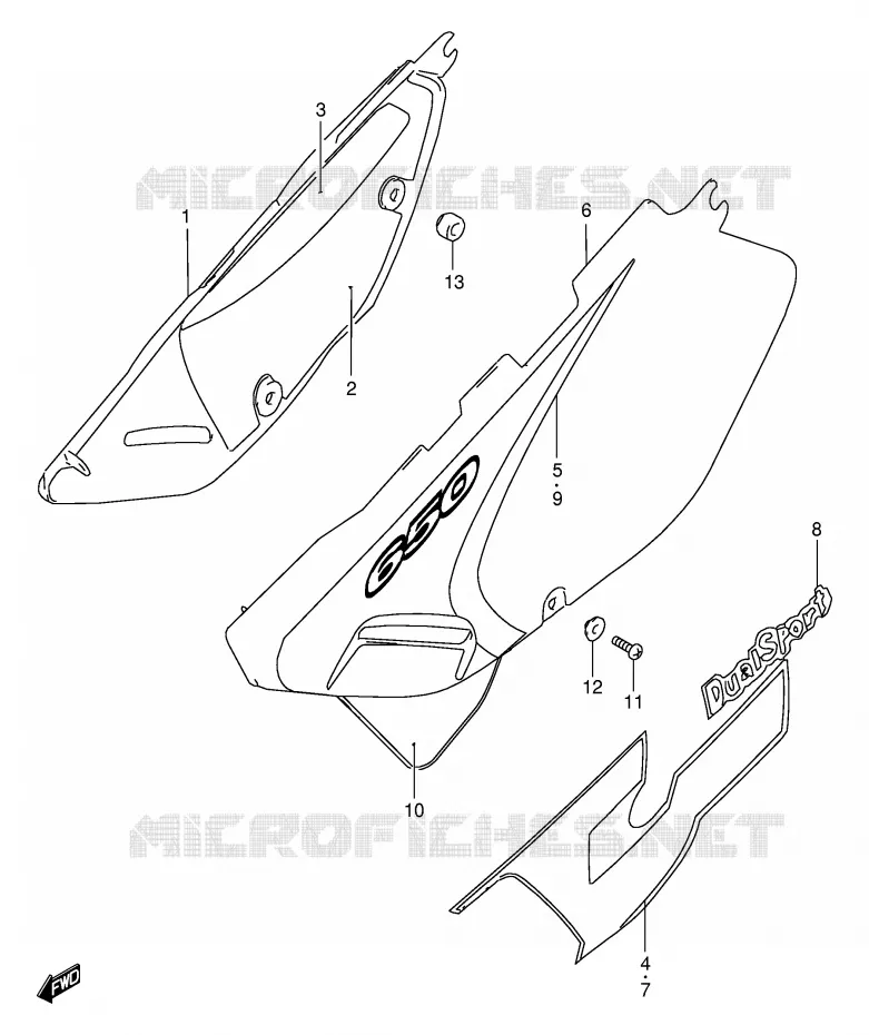 FAIRING (MODEL W/X) Suzuki MOTO 650 DR 1997  DR650SEUV(E4)