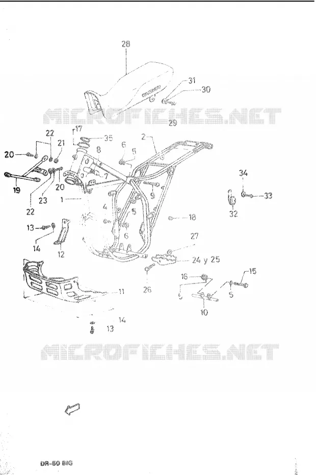 FRAME AND SEAT Suzuki MOTO 50 DR 1986  DR-50BIG