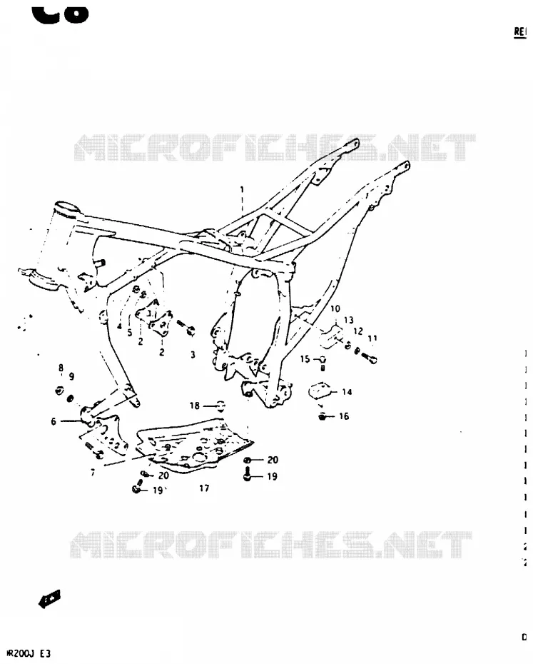 FRAME Suzuki MOTO 200 DR 1988  DR200J(G/H/J)