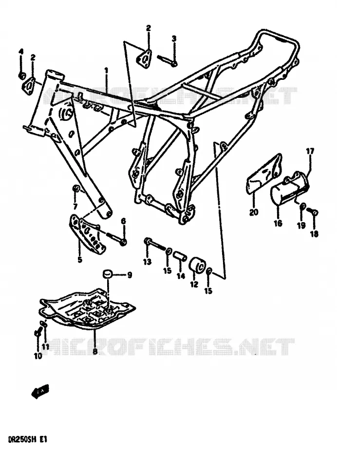 FRAME Suzuki MOTO 250 DR 1985  DR250SF(E/F/G/H)