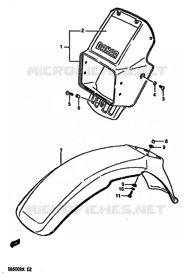 FRONT FENDER (MODEL G) Suzuki MOTO 600 DR 1987  DR600RH(E2)