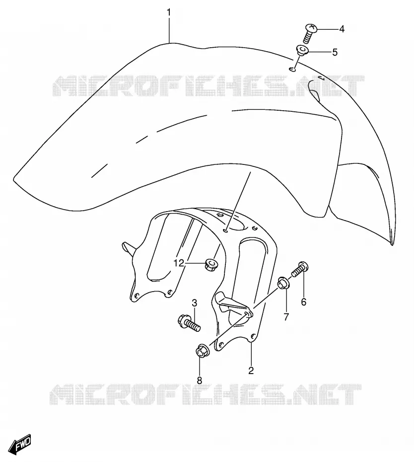 FRONT FENDER (MODEL T) Suzuki MOTO 650 DR 1992  DR650RSEUN(E4)