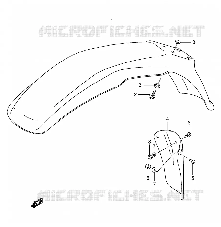 FRONT FENDER (MODEL X/Y) Suzuki MOTO 125 DR 1996  DR125SET(E4)