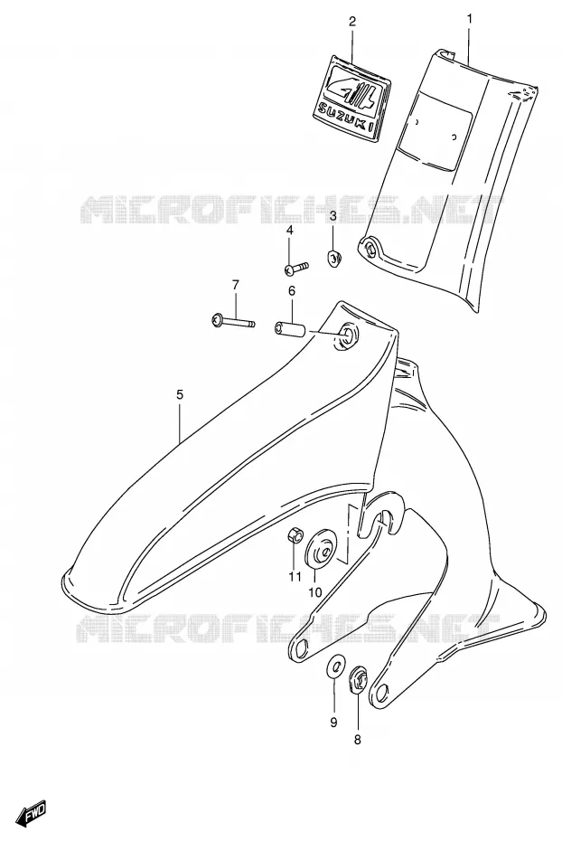 FRONT FENDER (MODEL X/Y) Suzuki SCOOTER 100 FB 1995  FB100S(E71)
