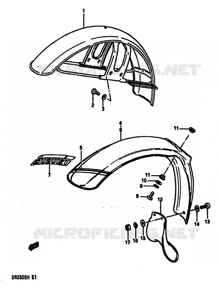 FRONT FENDER Suzuki MOTO 250 DR 1985  DR250SF(E/F/G/H)