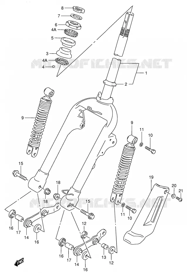 FRONT FORK (AE50RP/RR/RS/RT/RV) Suzuki SCOOTER 50 AE 1991  AE50M(E28)