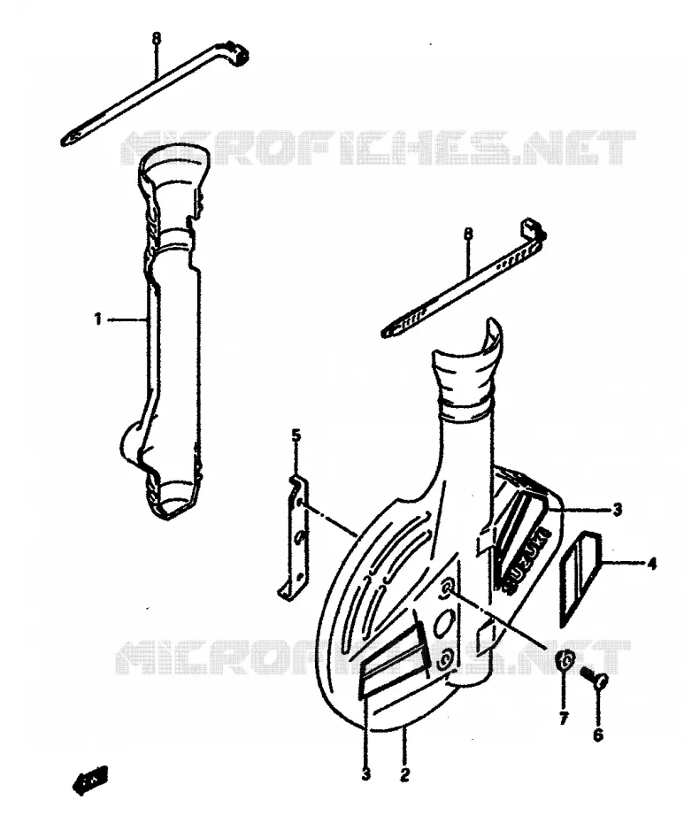 FRONT FORK COVER (MODEL H/J/K) Suzuki MOTO 600 DR 1985  DR600SUF(E2)