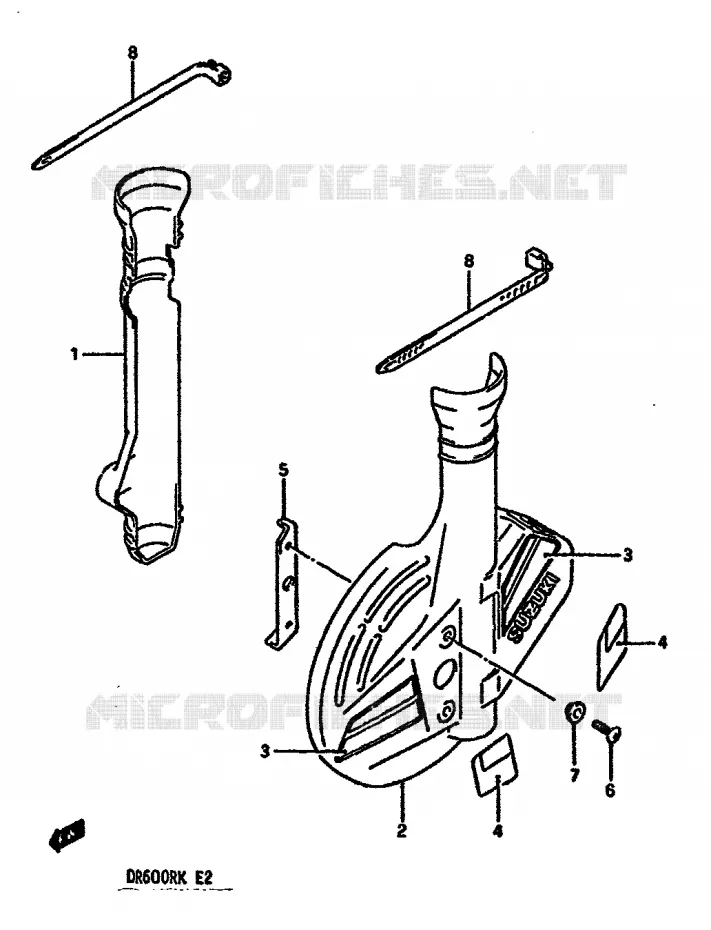 FRONT FORK COVER (MODEL H/J/K) Suzuki MOTO 600 DR 1987  DR600RH(E2)