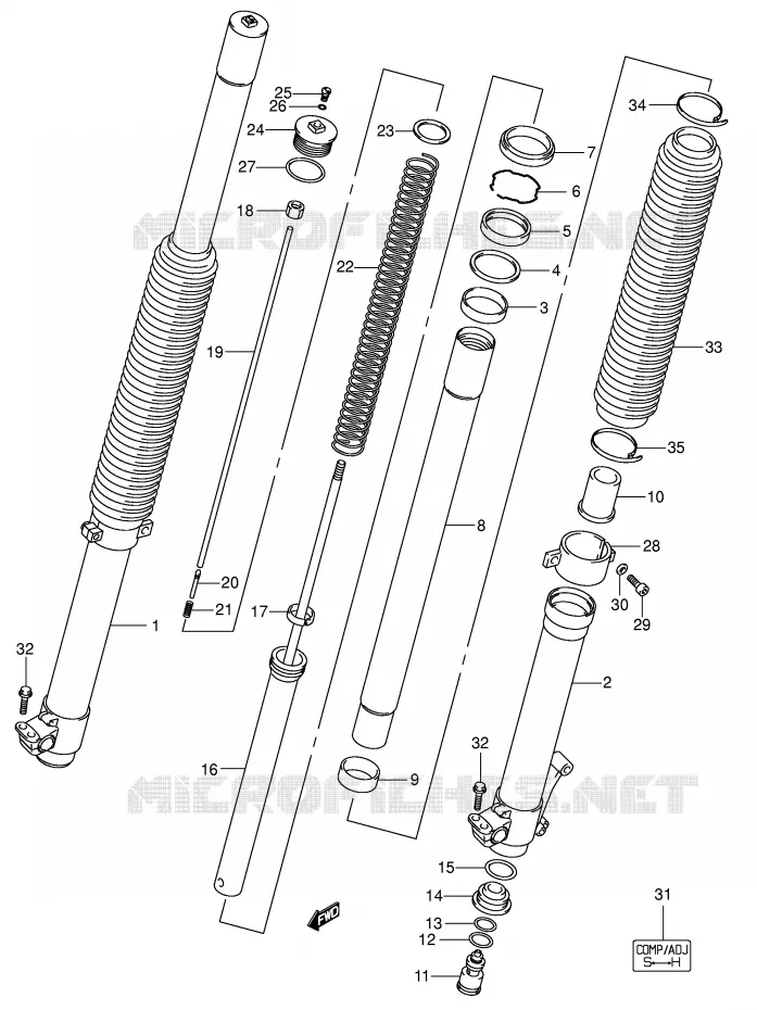 FRONT FORK (DR-Z400EY/EK1/EK2 P37) Suzuki MOTO 400 DR-Z 2002  DR-Z400K2(E1)