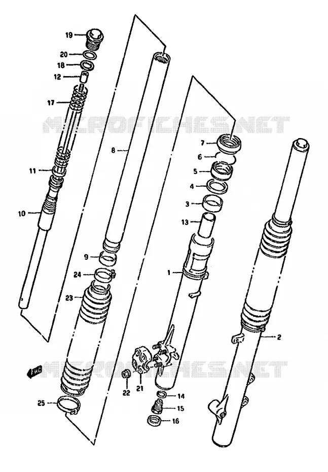 FRONT FORK (DR350SR E22,E24) Suzuki MOTO 350 DR 1993  DR350SP(L/M/N/P/R)