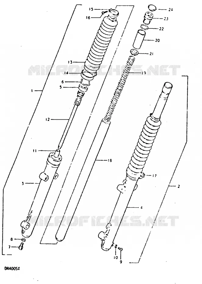 FRONT FORK (DR400ST, E15, E17) Suzuki MOTO 400 DR 1980  DR400ST(T/X)