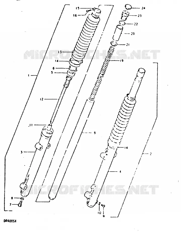 FRONT FORK (DR400SX, E15, E17) Suzuki MOTO 400 DR 1981  DR400SX(T/X)