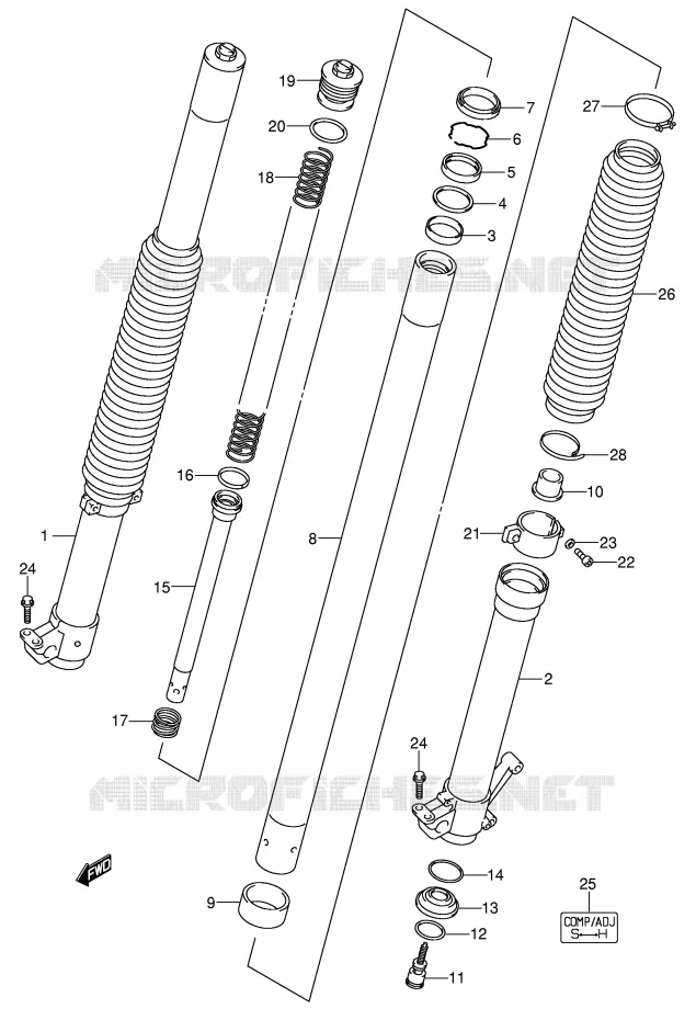 FRONT FORK (MODEL Y/K1) Suzuki MOTO 400 DR-Z 2000  DR-Z400SY(E3/E28)
