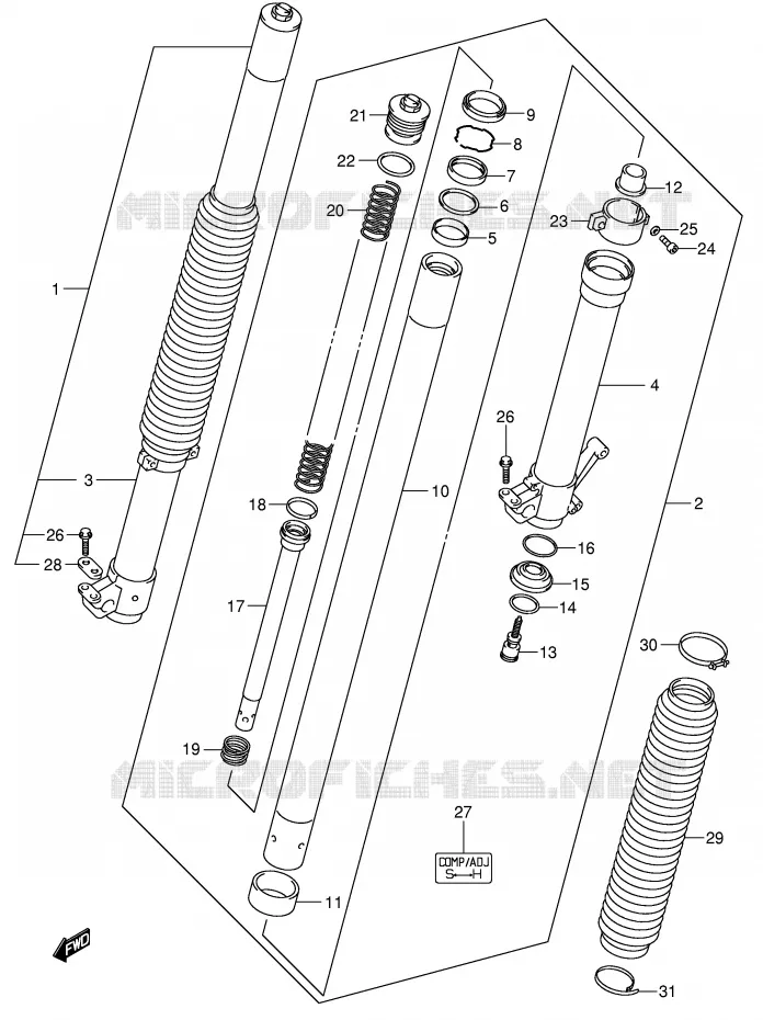 FRONT FORK (MODEL Y/K1) Suzuki MOTO 400 DR-Z 2001  DR-Z400SK1(E2)