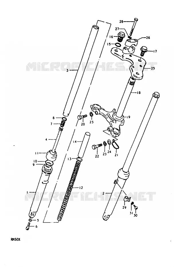 FRONT FORK (RM50C) Suzuki MOTO 50 RM 1981  RM50X(C/N/T/X)