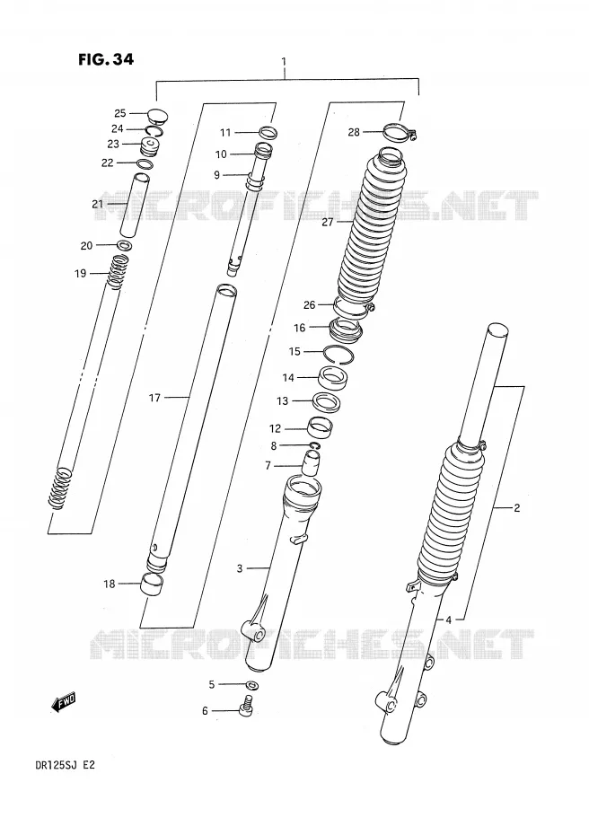FRONT FORK Suzuki MOTO 125 DR 1988  DR125SJ(E2)