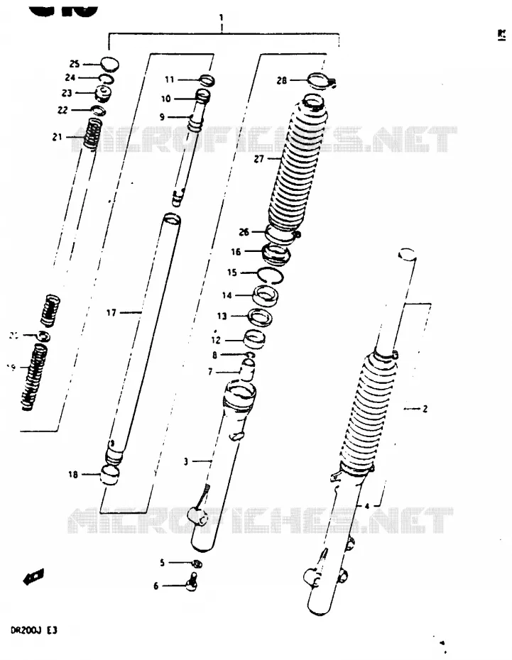 FRONT FORK Suzuki MOTO 200 DR 1987  DR200H(G/H/J)