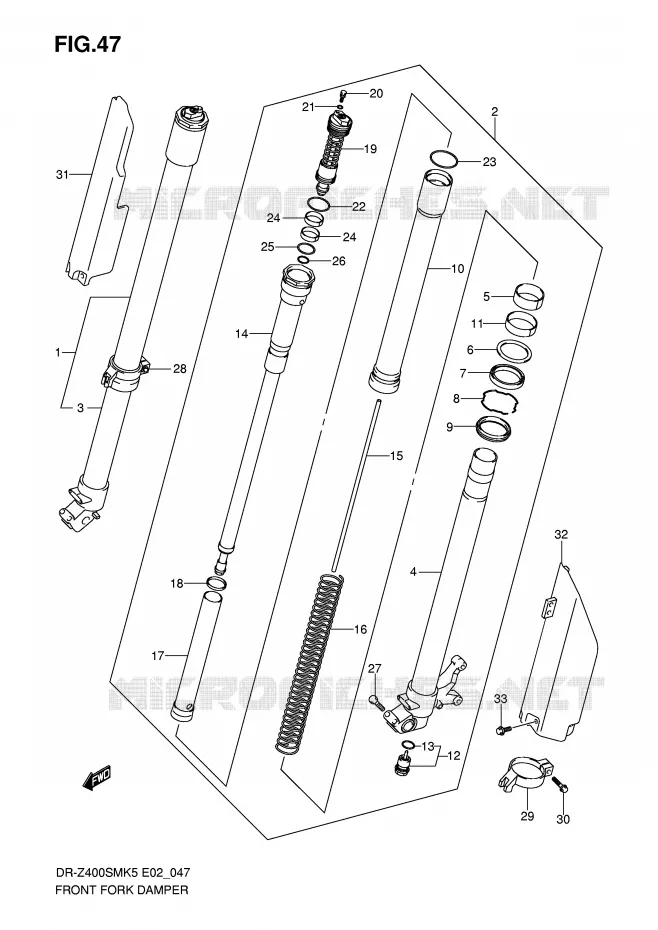 FRONT FORK Suzuki MOTO 400 DR-Z 2005  DR-Z400SMK5(E2)