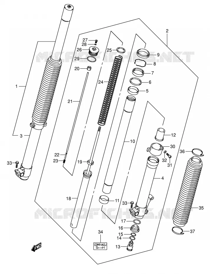 FRONT FORK Suzuki MOTO 400 DR-Z 2009  DR-Z400EK9(E1)