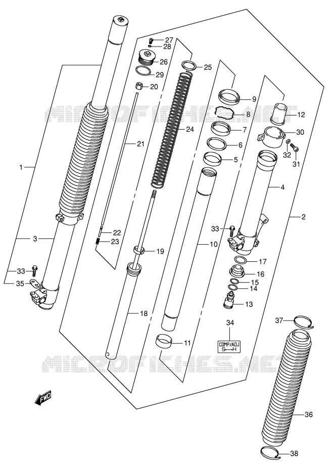 FRONT FORK Suzuki MOTO 400 DR-Z 2009  DR-Z400SK9(E2)