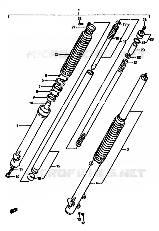 FRONT FORK Suzuki MOTO 600 DR 1985  DR600SUF(E2)