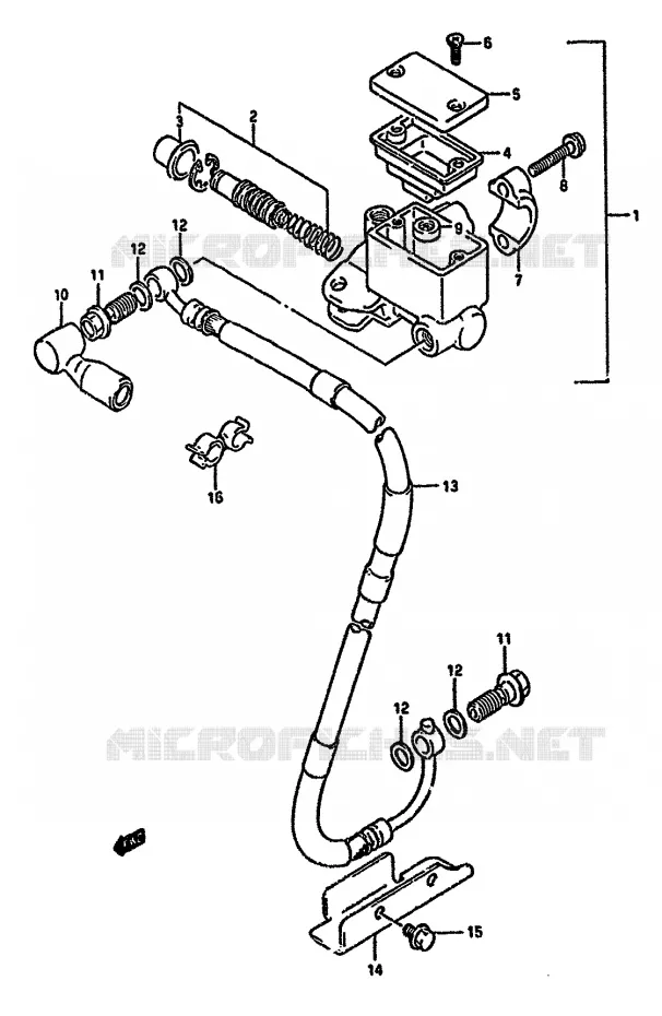 FRONT MASTER CYLINDER (DR350SHN/SHP/SHR) Suzuki MOTO 350 DR 1992  DR350SN(L/M/N/P/R)