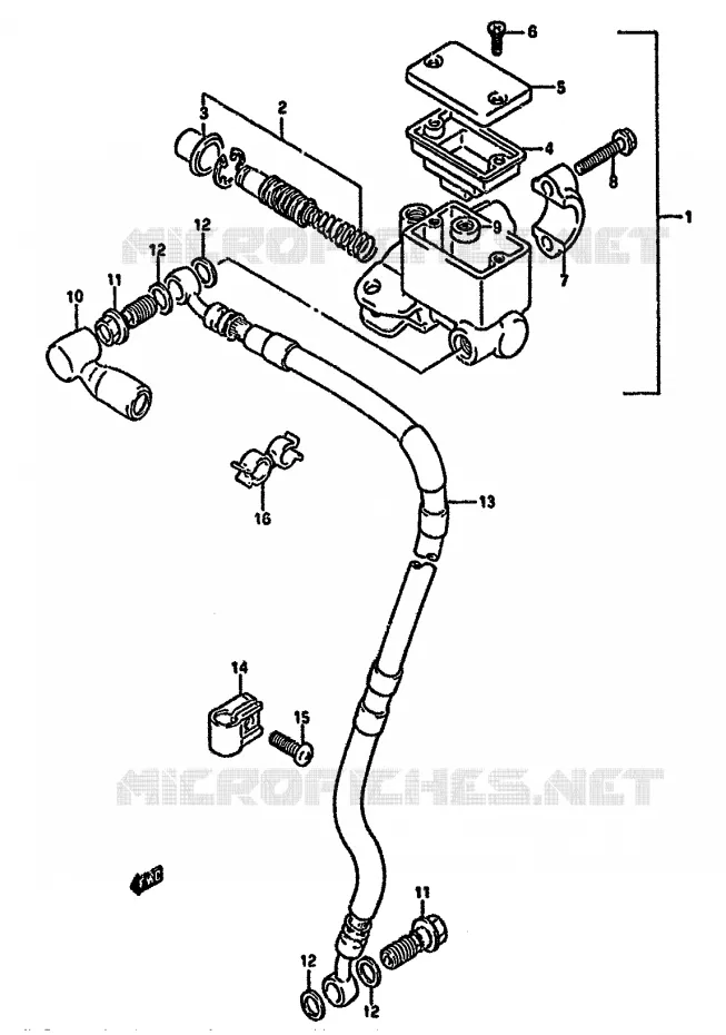 FRONT MASTER CYLINDER (DR350SL/SM/SN/SP/SR) Suzuki MOTO 350 DR 1993  DR350SHP(L/M/N/P/R)
